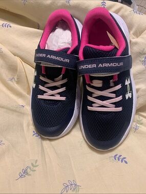 Under Armour Navy and Hot Pink Kids' Athletic Sneakers